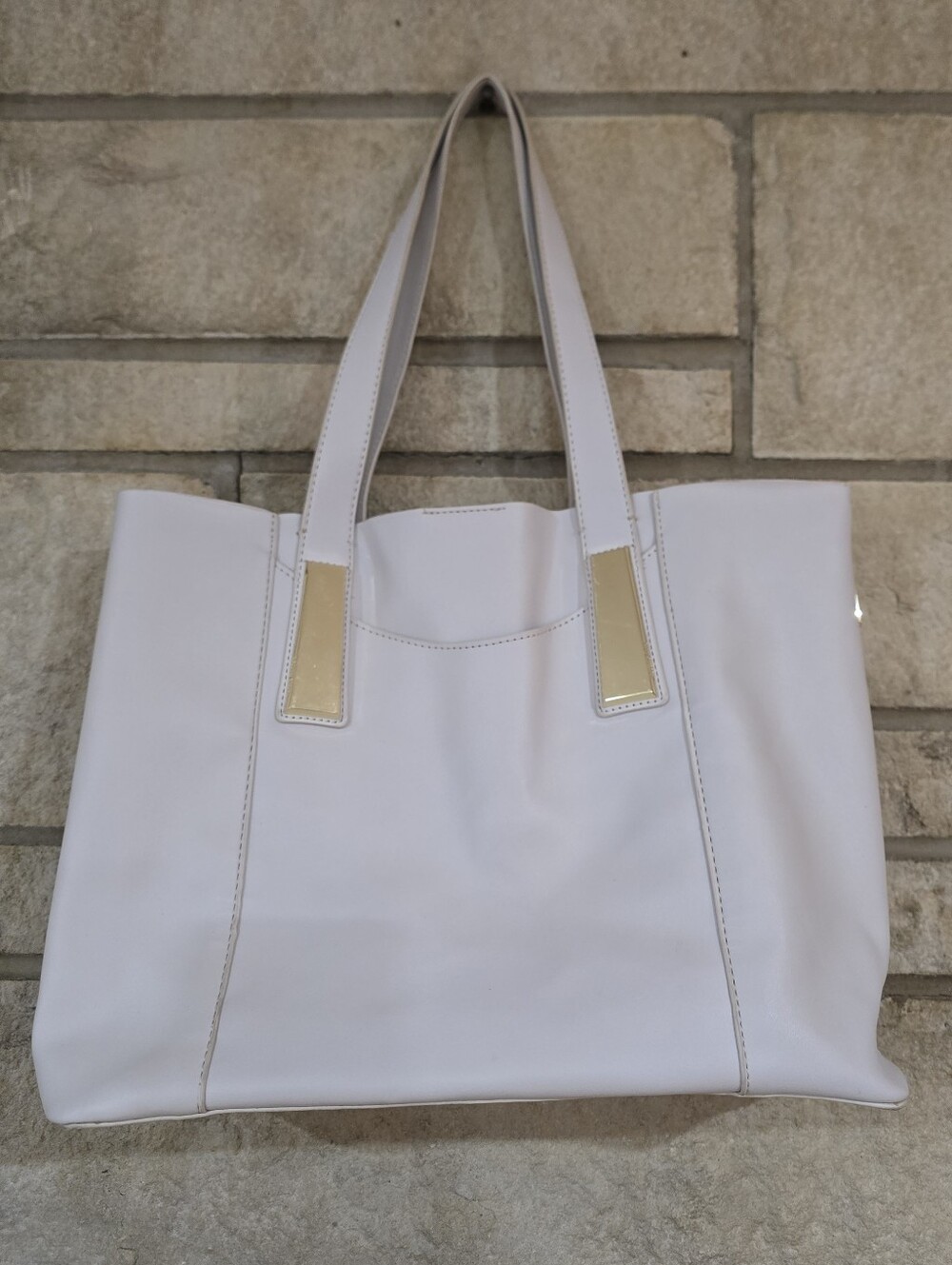 Steve Madden Sage BPerry Ivory Tote Bag with Gold Hardware